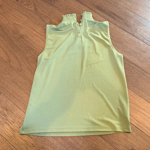 Ann Taylor Mock Neck Green Sleeveless Top Size Medium C4-006 - Image 6