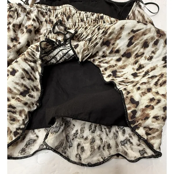 Kirious Crop‎ Tank Top Leopard Womens Size Small Coachella Indie Fairy Brown New - Image 10