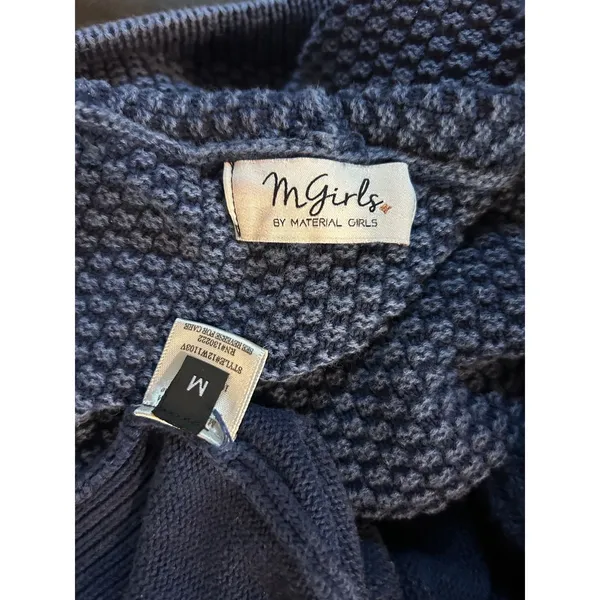 MGirls by Material Girls Blue Waffle Knit Hoodie Y2K Boho Grunge Size M Casual - Image 8