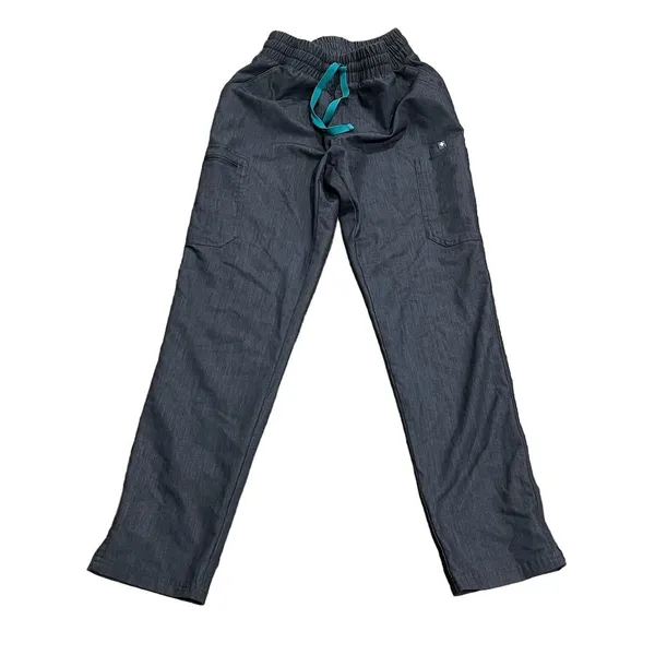 FIGS Unisex Cargo Scrub Pants XS Gray Elastic Waist Drawstring Workwear - Image 2