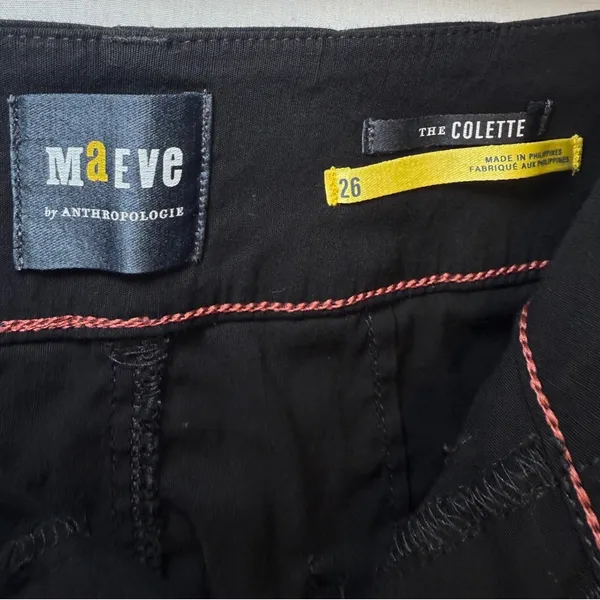 Maeve Anthropologie The Colette Black Wide Leg Cropped Linen Blend Pants Size 26 - Image 3