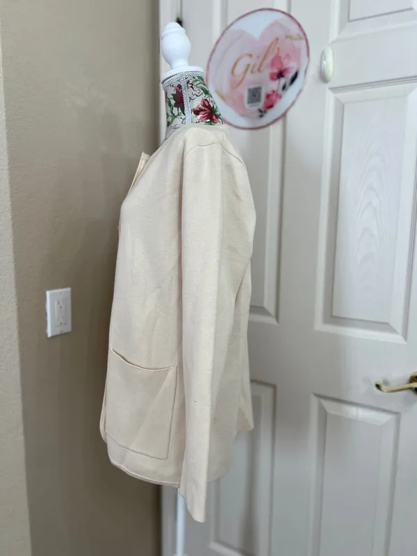 Anrabess cream button front Cardigan size L Tan Size L - Image 4