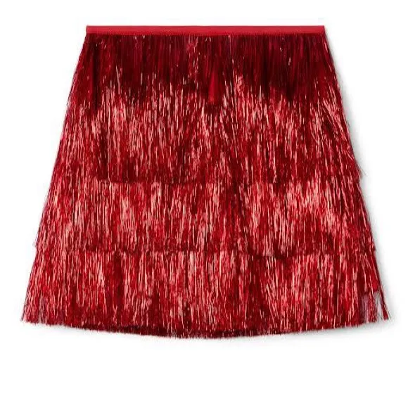 Tipsy Elves Red Tinsel Fringe Shorts NWT - Image 2