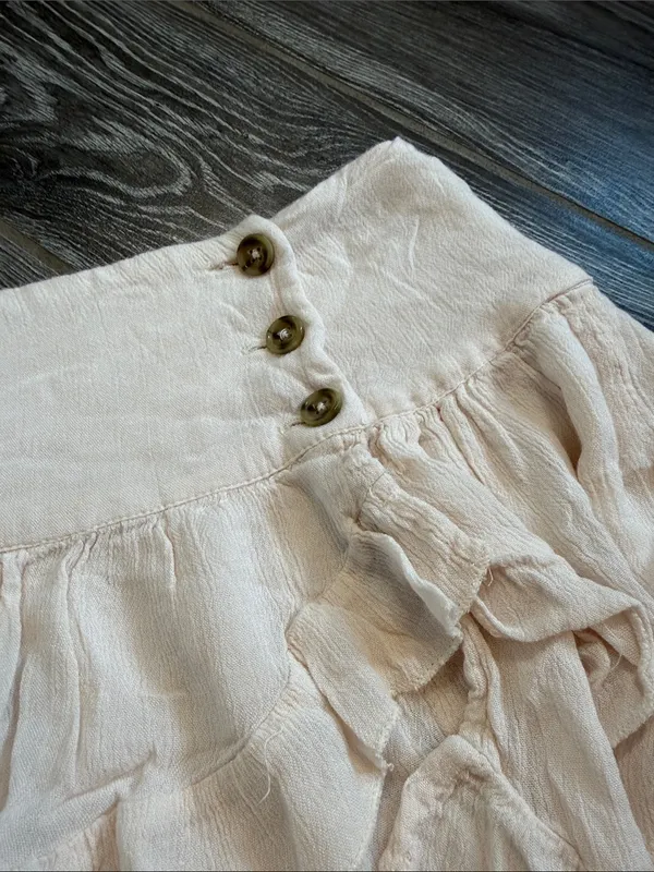 Free People cream/light blush Ruffled Viscose Skirt size XS extra small - Image 3