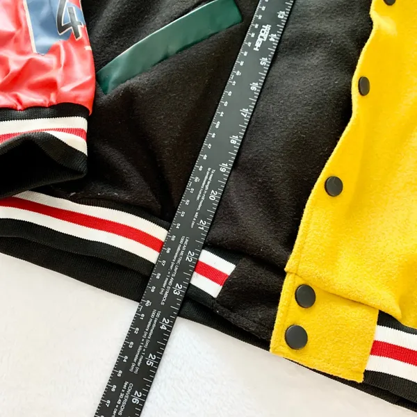 Unbranded Colorblock Varsity Jacket Women Sz M Multi-Color Y2K Patchwork Fleece‎ - Image 2