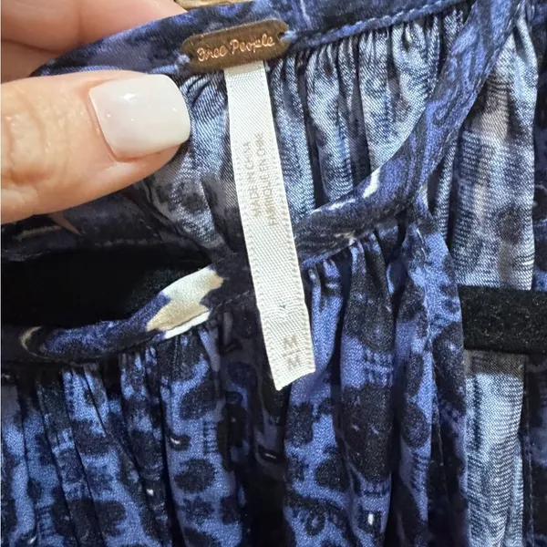 Free People Mid Summers Day Tunic Dress Side Tie Bluebell Blue Combo Size M - Image 4