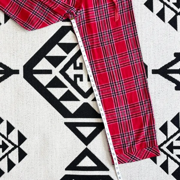 Victoria’s Secret Flannel Long PJ Set in Lipstick Bold Lurex Plaid Small - Image 11