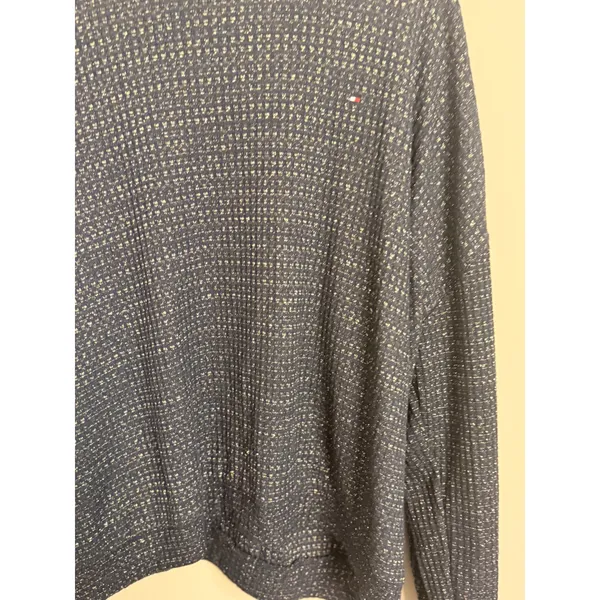 Tommy Hilfiger Women's Navy Blue Textured‎ Knit Sparkle Long Sleeve Sweater XL - Image 2