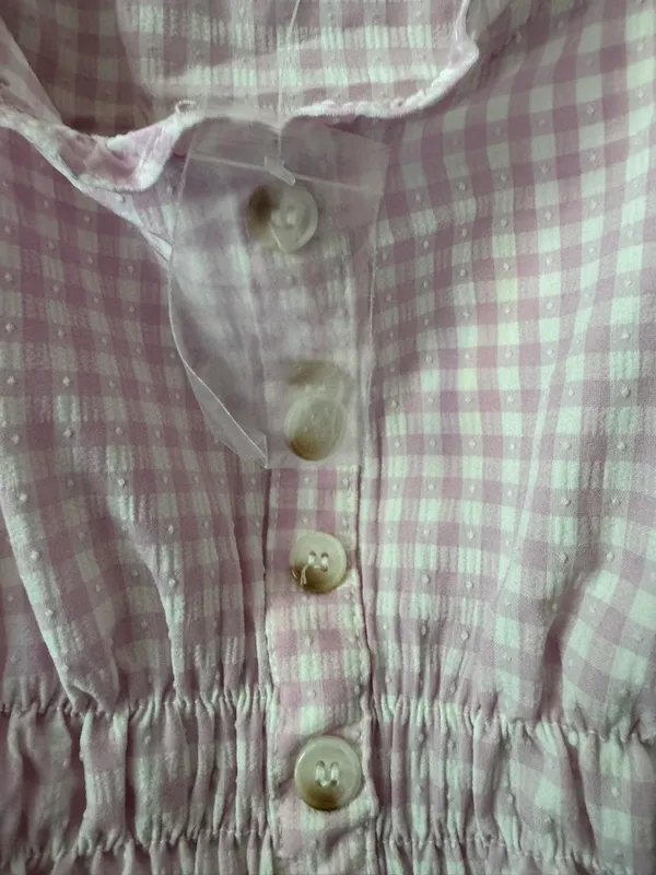 mine Pink Gingham Smocked Peplum Blouse - Image 4