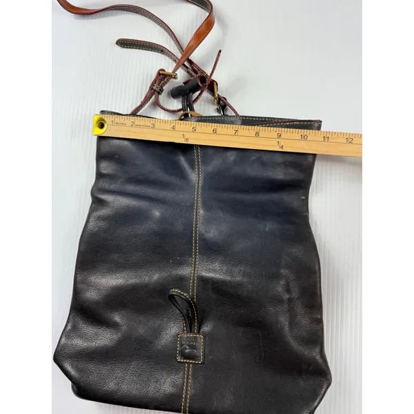 Dooney Bourke Leather Crossbody Bag Flap Top‎ Black Designer Purse - Image 14