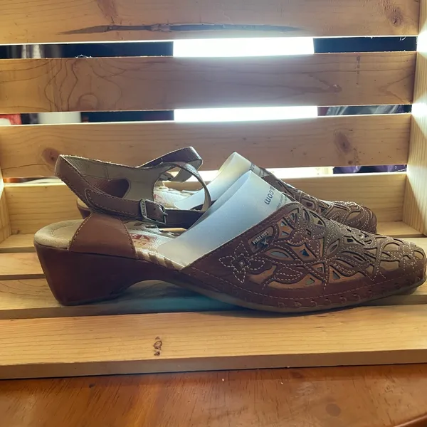 PIKOLINOS Brown Leather Cutout Mules - Image 2