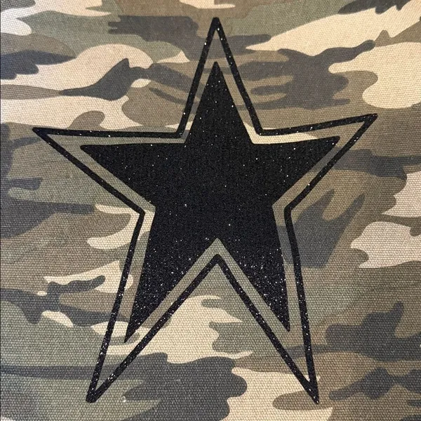 Koala Kanvas Camouflage Canvas Tote Bag – Black Glitter Star - Image 2