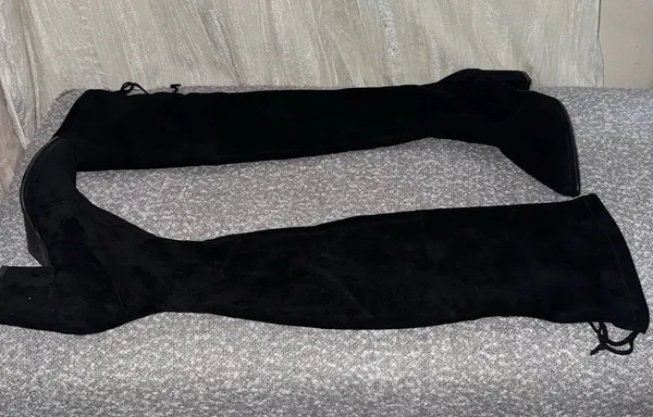 Stuart Weitzman Black Over-the-Knee Suede Boots - Image 2