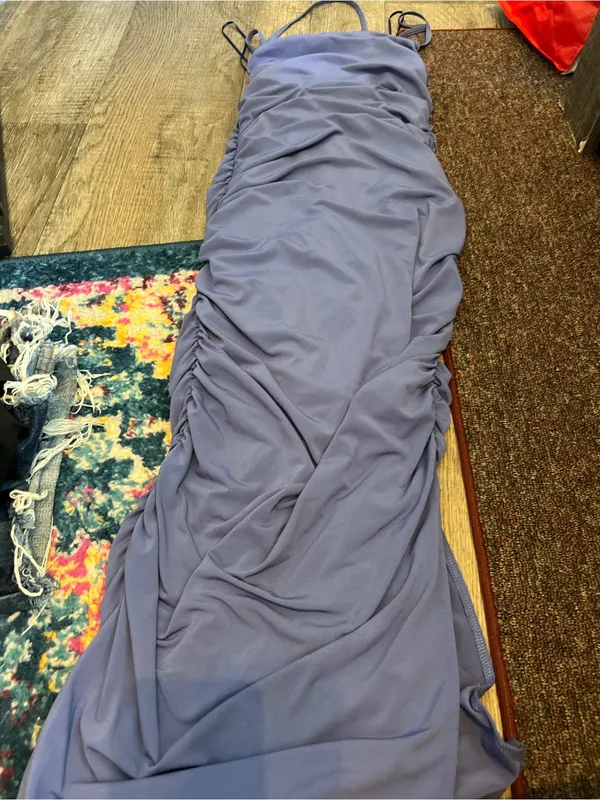 Abercrombie and fitch blue midi ruched dress size small - Image 15