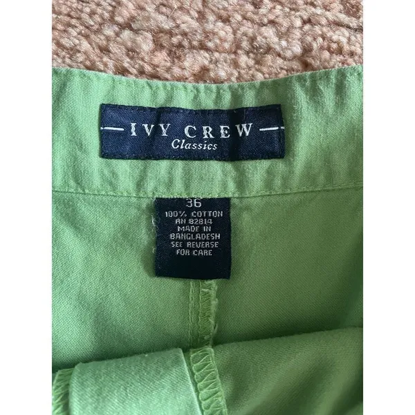 Vintage Ivy Crew Women’s High-Rise Pleated Green Shorts Bermuda Size 36 - Image 2