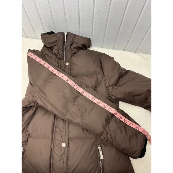 Michael Kors Womens‎ Brown Quilted Puffer Jacket Funnel Neck Winter Coat Medium - Image 7