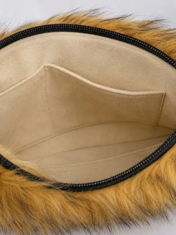 Anthropologie Mini Faux Fur Tote Plush Fuzzy Crossbody Shoulder Statement Bag - Image 5
