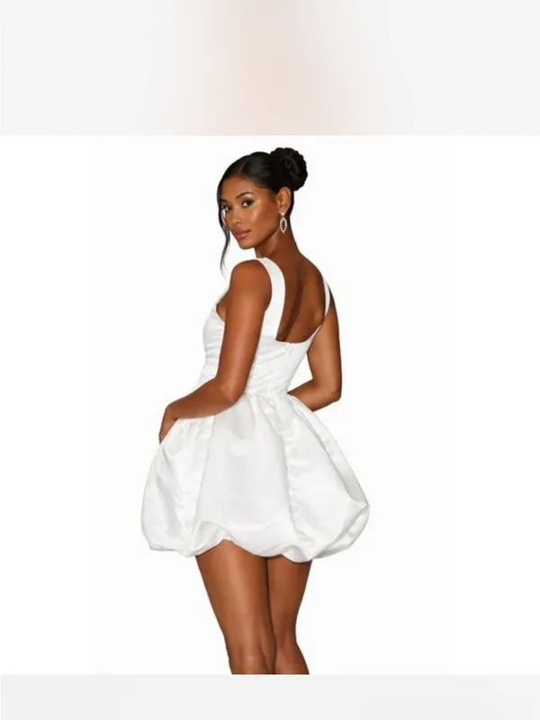 Lulus white bubble hem mini dress - Image 4