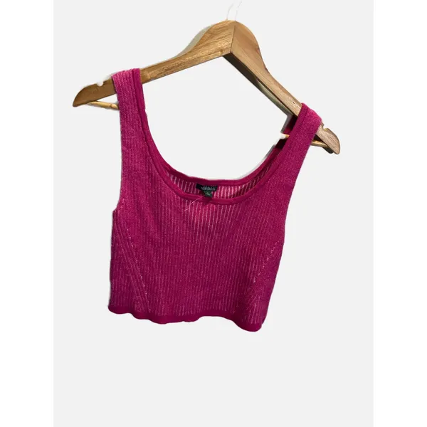 Wild Fable Knit Crop Top Womens‎ XL Pink Ribbed Scoop Neck Y2K Festival Boho - Image 2