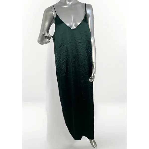 NWT Marine Layer Gabrielle Slip Dress Green Gables XL Maxi Satin Emerald - Image 3