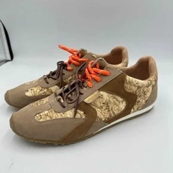Sam Edelman Women's Size 9 Sneakers Tan Camo Tropical Print Lace Up Casual Shoes - Image 9