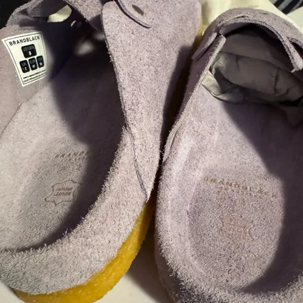 •NEW• BRANDBLACK Suede Clogs Slides Lavender Purple Men’s Size 8 - Image 5