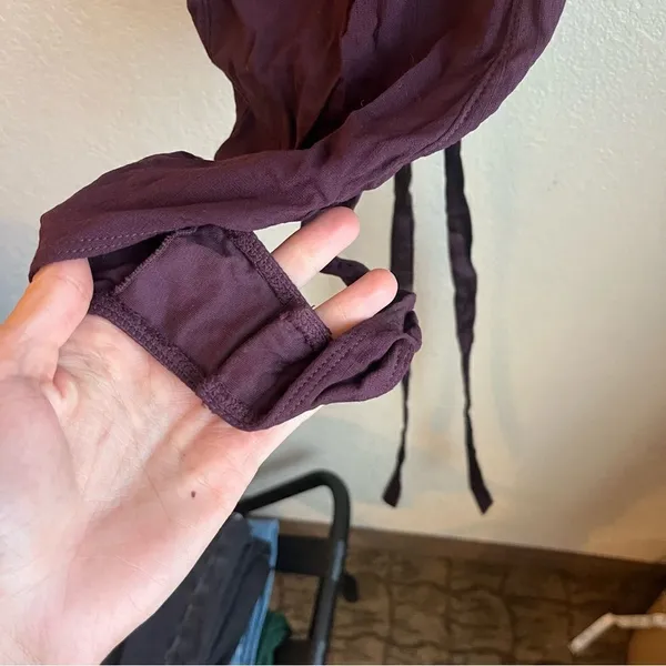 Free People Dark Purple Lace Back Bodysuit - Image 3