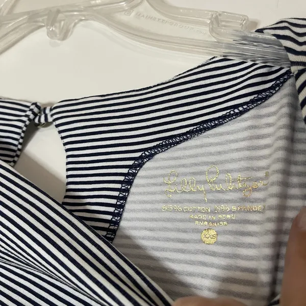 Lilly Pulitzer black striped pink blue trim nautical top size xxs - Image 2