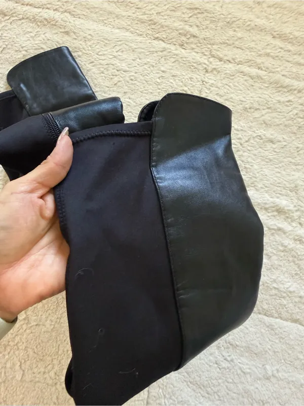 Black Over Knee Platform Boots Chunky Sole Stretch Faux Leather Size 5. 5 Goth - Image 6