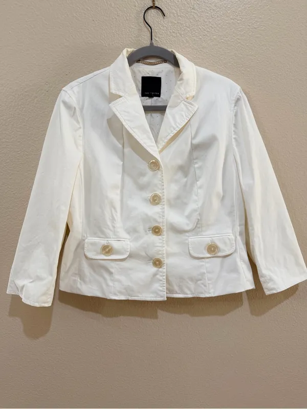 The Limited cream Cotton Stretch Blazer Size 12 Tailored Career Jacket - Image 2