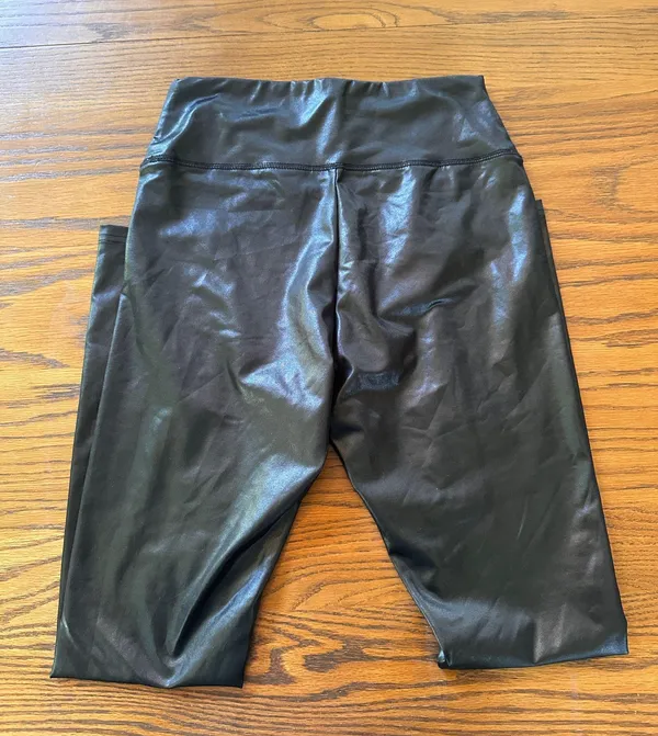 Metallic Black/Faux Leather Wild Fable Leggings - Image 3