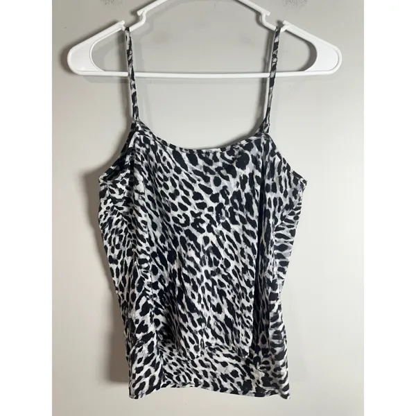 Banana Republic 100% Silk Leopard Print Cowl Neck Camisole Tank Top Black M‎ - Image 4