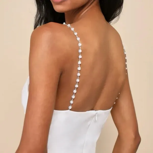 New! Lulus Dazzling Impression White Pearl Rhinestone Bodycon Midi Dress Sz S - Image 3