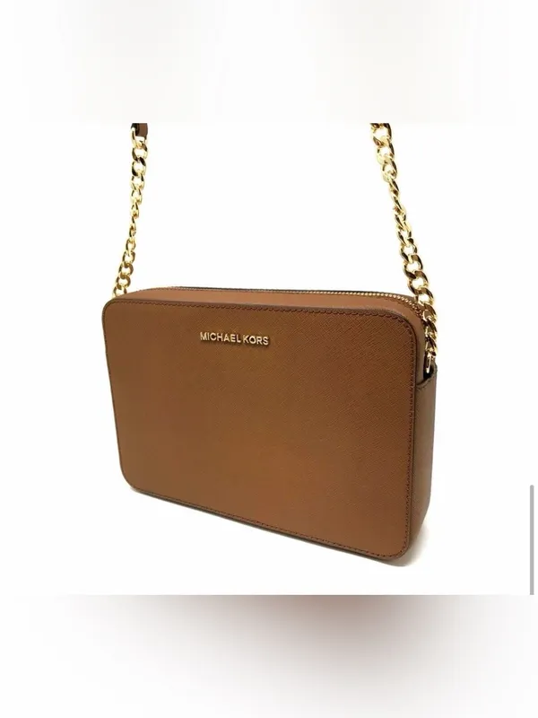 Michael Kors Tan Saffiano Leather Crossbody with Gold Logo - Image 3