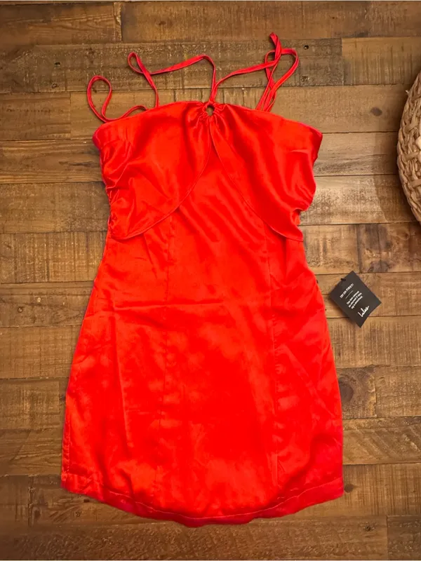 LULUS Chic for the Night Satin Halter Mini Dress‎ - Image 2