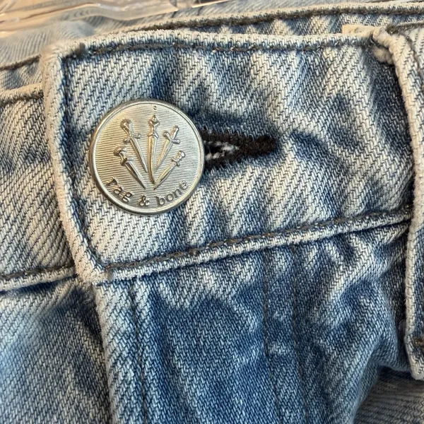 Rag Bone Alissa High Rise Barrel Leg Jeans Sz 26 Light Wash Raw Hem‎ Button Fly - Image 7