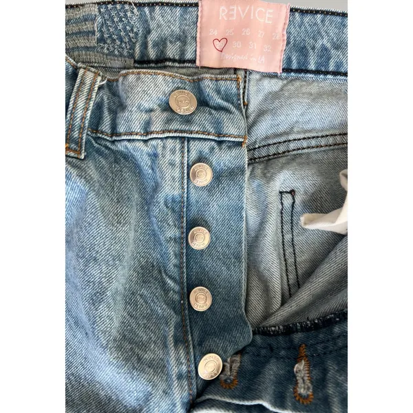 Revice Denim Straight Leg Jeans Womens‎ 29 Light Wash Button Fly Y2K - Image 2