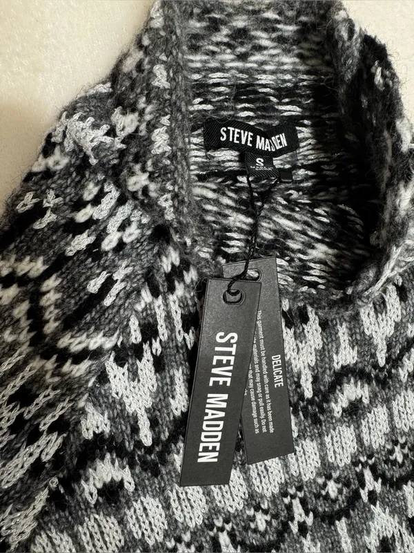 Steve Madden Indie Sweater Fair Isle Mock Neck Size Small - Image 10