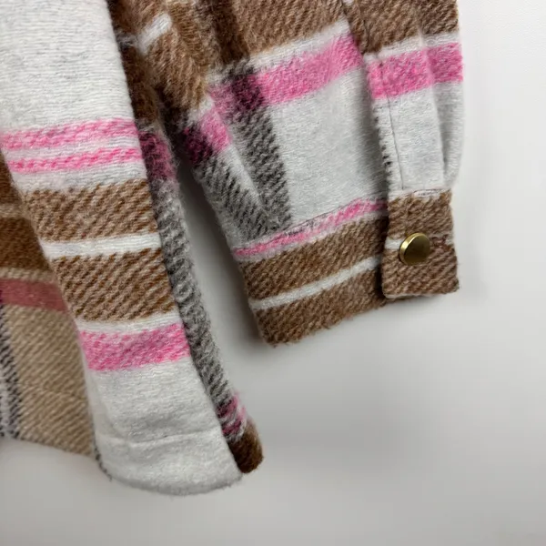 Joie Plaid Button Front Shacket Size‎ Large Wool Blend Fall Streetwear Trendy - Image 4