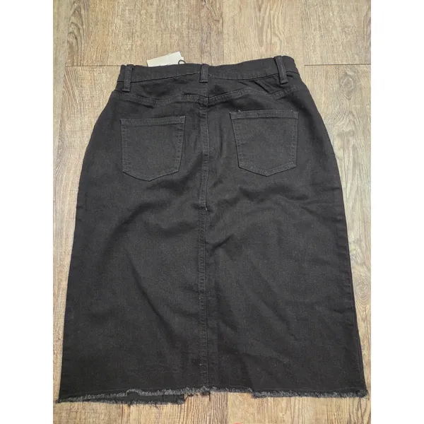 Happily Grey NWT Black Denim/Jean Mini Skirt Front Slit 3/25 - Image 4
