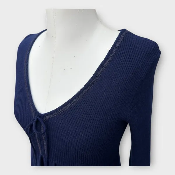 VTG 70s Hubba Hubba Maxi Sweater Dress Women’s Medium Blue Cottage Hippie Boho - Image 9