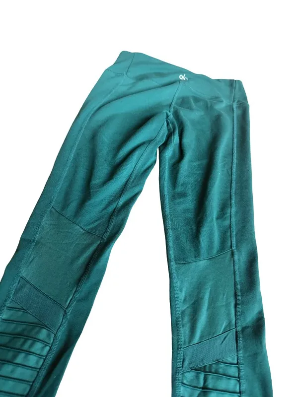Alo Yoga High-Waisted Moto Leggings Greem Stretch Ankle Length Workout Size XS - Image 14