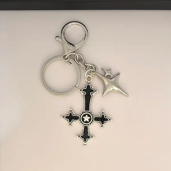 Cross Star Keychain Charm for Men Women Car Keychain Key Ring Bag Charm Couple Gifts - Image 3