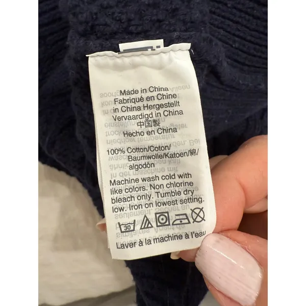 J.Crew Mercantile Cable Knit Crew Neck Pullover Sweater Blue Women's Size Medium - Image 6