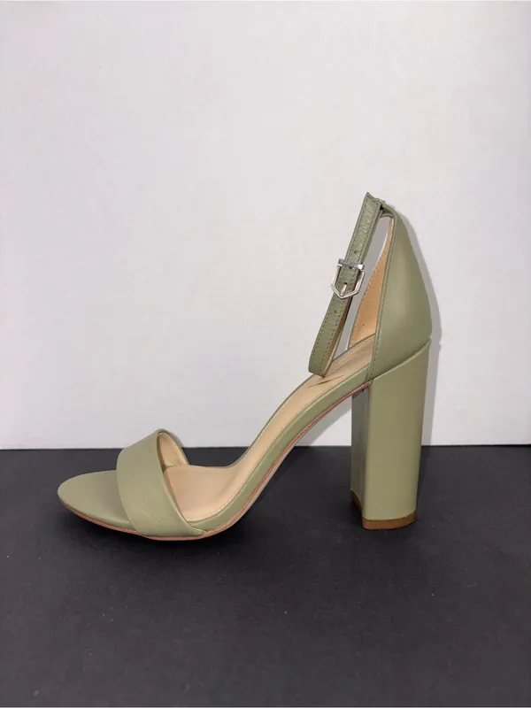 Olive Green High Block Heel Ankle Strap Sandal Sam Edelman Size 8 - Image 6
