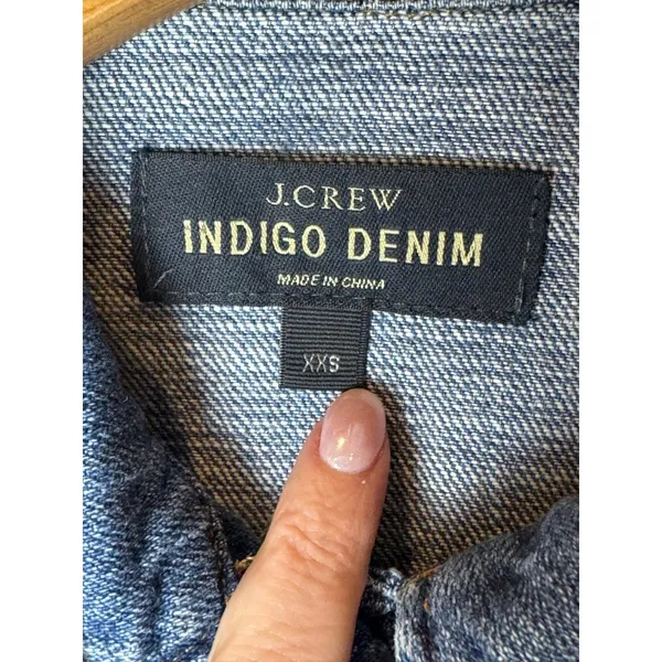 J Crew Jacket Women XXS Blue Indigo Classic Denim Button Front Jean Outdoor‎ - Image 9