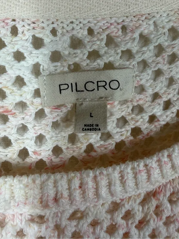 Anthropologie Pilcro Light Pink‎ Crochet Knit Eyelet Oversized Sweater - Image 2