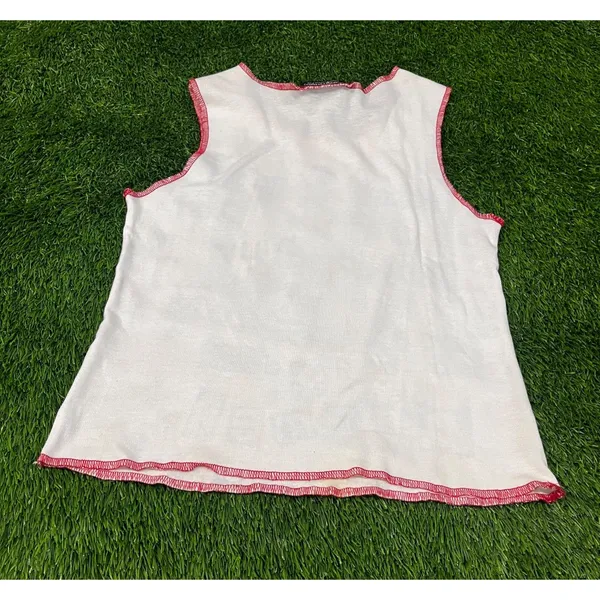 Realitee Y2K USA Patriotic Peace Sign Tank Top Glitter Stars Stripes Made USA M - Image 8