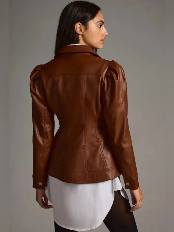 Anthropologie Faux Leather Corset Puff-Sleeve Jacket - Image 4