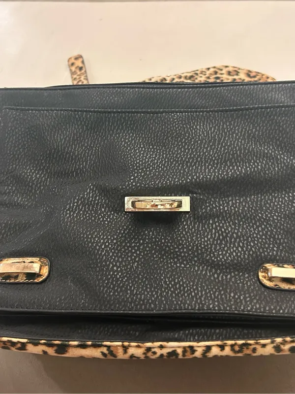 Leopard Print Flap Satchel Handbag - Black & Leopard very nice! Never used - Image 7